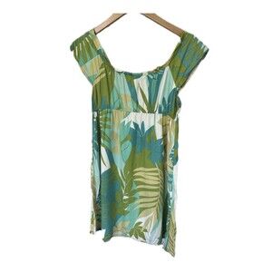 One Papaya Girl's Hawaiian Aloha Tropical Leaves Flowy Baby Doll Sundress 10